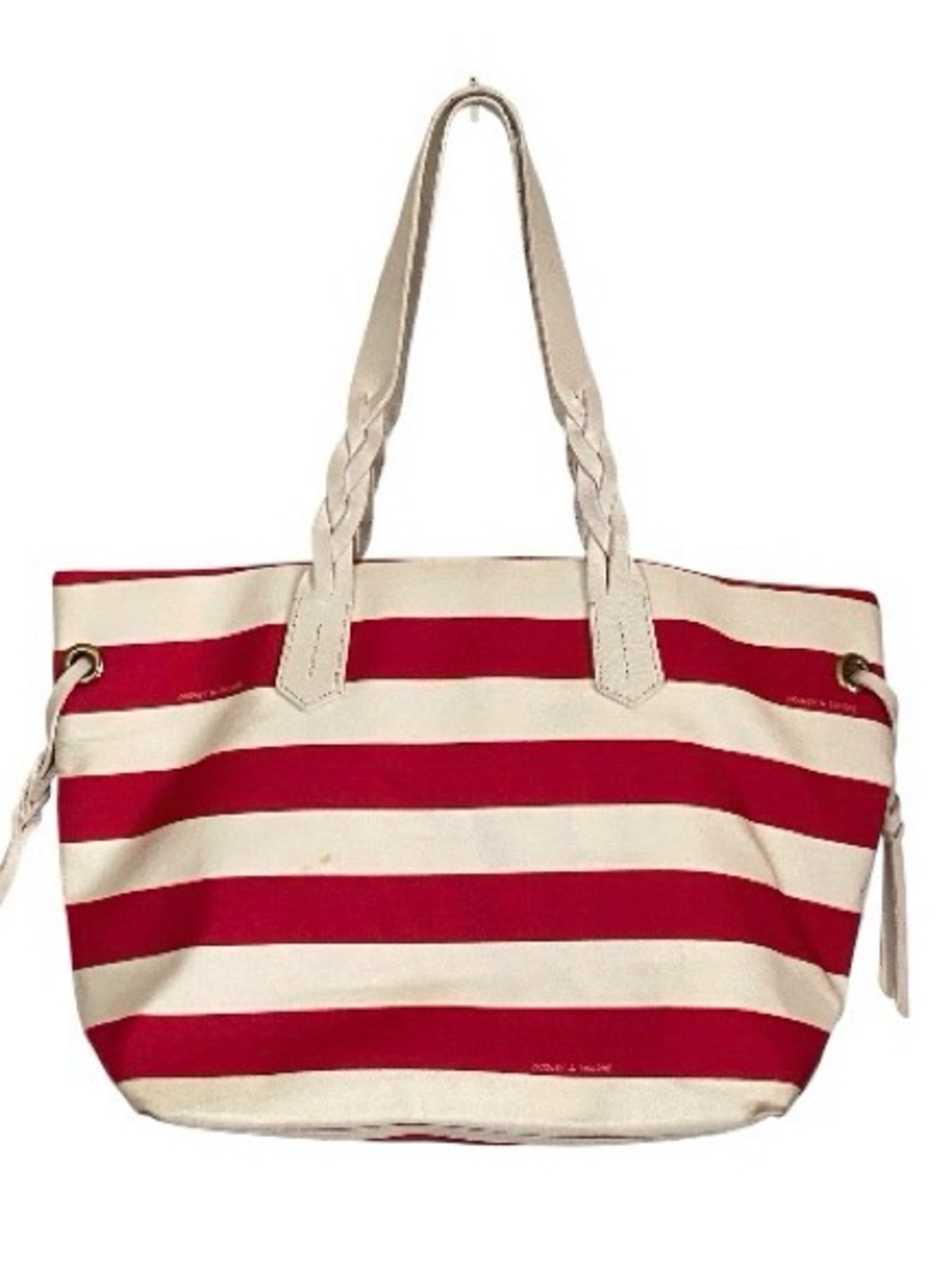Dooney & Bourke Sullivan Red White Stripe Canvas Tote Beach Carryall Bag - Picture 3 of 8